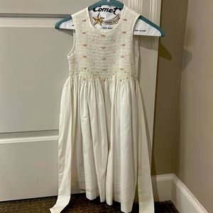 Girls White Boutique Dress with Rose Accents